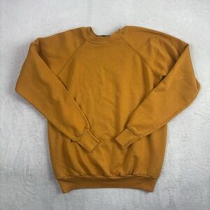 VTG 70s 80s Pure Sweat Yellow Gold Long Sleeve Fleece Sweatshirt Men's Large
